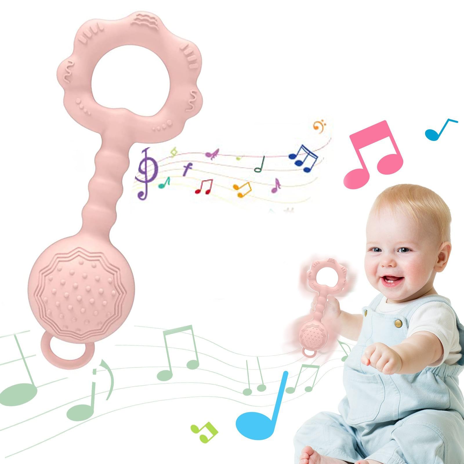 PATPAT Silicone Teether for 6 to 12 Months Baby BPA Free, Teether Rattles for Baby 0-6 Months with Textured Surface, 2 In 1 Baby Teether Rattle, Food Grade Teething Toys for Babies, New Born Baby Toy PATPAT Silicone Teether for 6 to 12 Months Baby BPA Free, Teether Rattles for Baby 0-6 Months with Textured Surface, 2 In 1 Baby Teether Rattle, Food Grade Teething Toys for Babies, New Born Baby Toy